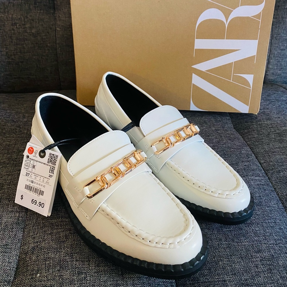 ZARA Low Heel Chain Loafers
